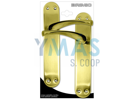 JUEGO MANILLA PLACA TIRADOR ELEGANTE LATON SATINADO
