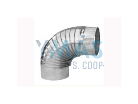 CODO DE ESTUFA GALVANIZADO RIZADO 90º 90MM