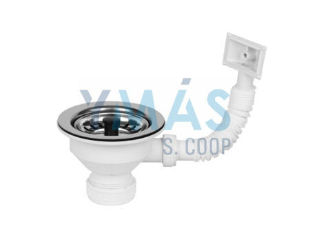 VALVULA DE CESTA FREGADERO 115MM CON  TAPON Y REBOSADERO