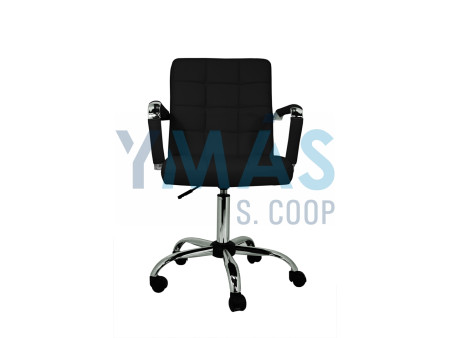 SILLA ESTUDIO SIMIL PIEL CON REPOSABRAZOS NEGRA