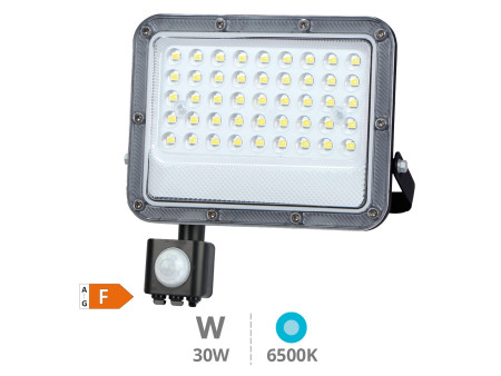 PROYECTOR ALUMINIO LED BELINTA CON SENSOR 30W 6500K IP65 NEGRO