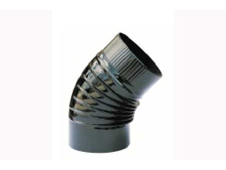 CODO DE ESTUFA VITRIFICADO RIZADO 45º 120MM NEGRO