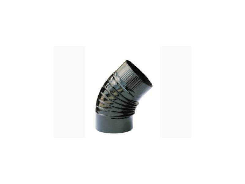 CODO DE ESTUFA VITRIFICADO RIZADO 45º 120MM NEGRO