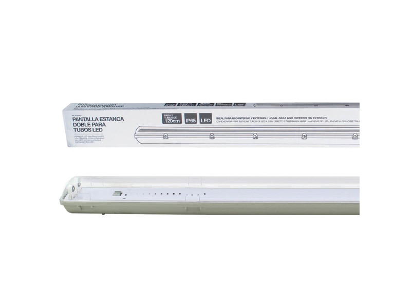 PANTALLA ESTANCA PARA 2 TUBOS LED T8 120CM