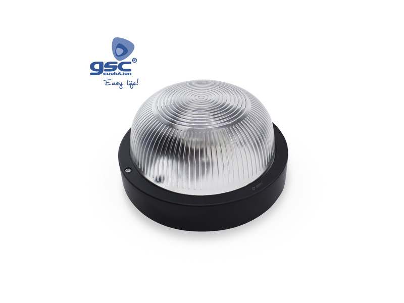 APLIQUE REDONDO PLASTICO LISO E-27 60W 230V IP44 NEGRO