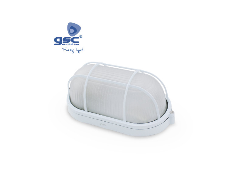 APLIQUE OVALADO ALUMINIO REJILLA E27 MAX 60W BLANCO