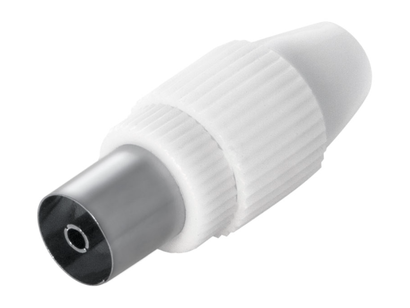 CONECTOR TV 9.5MM HEMBRA RECTO BLANCO