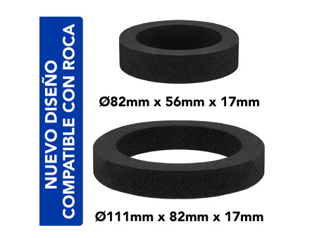 CONJUNTO DE GOMAS ASIENTO ESPUMA Ø111MM + Ø82MM TANQUE BAJO