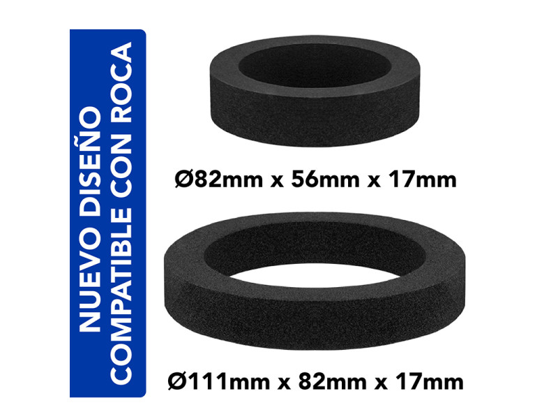 CONJUNTO DE GOMAS ASIENTO ESPUMA Ø111MM + Ø82MM TANQUE BAJO