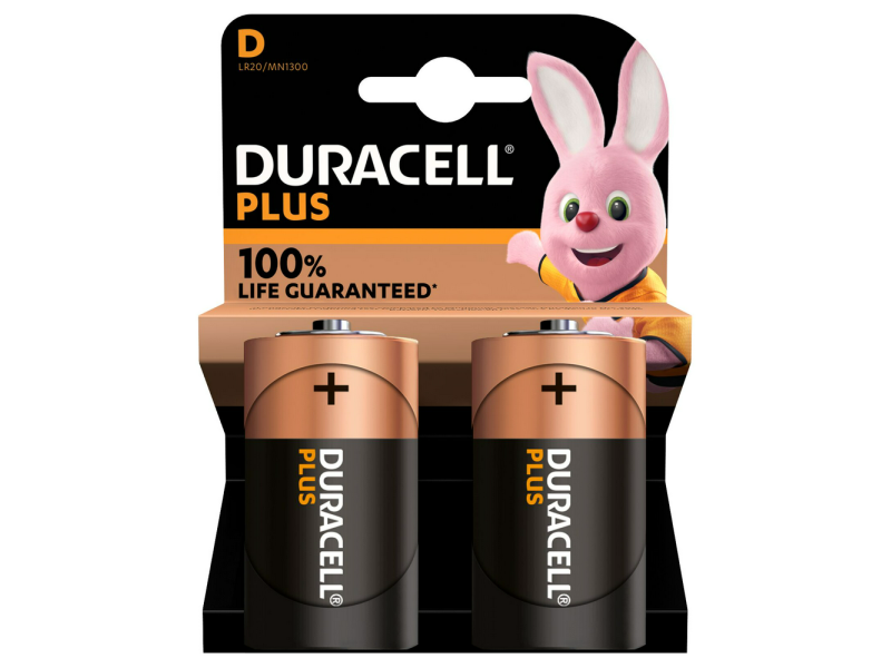 PILA ALCALINA DURACELL PLUS POWER LR20 2 UNIDADES