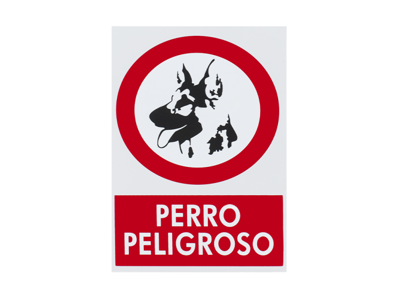 SEÑAL PVC 20 X 30 "PERRO PELIGROSO"