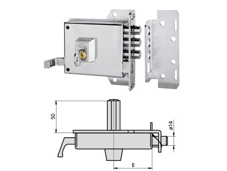 CERRADURA DE SOBREPONER 1123A-10I/0 CON TIRADOR NIQUELADO CVL