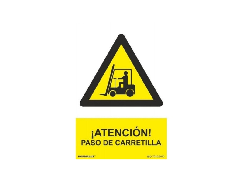 SEÑAL PELIGRO ATENCION PASO DE CARRETILLA PVC 0,7MM 210 X 300MM