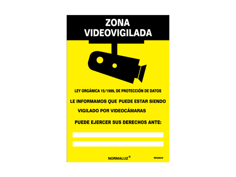 SEÑAL PVC 21 X 30 ZONA VIDEOVIGILADA