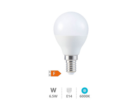 BOMBILLA LED ESFERICA 6.5W E14 6000K