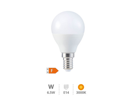 BOMBILLA LED ESFERICA 6.5W E14 3000K