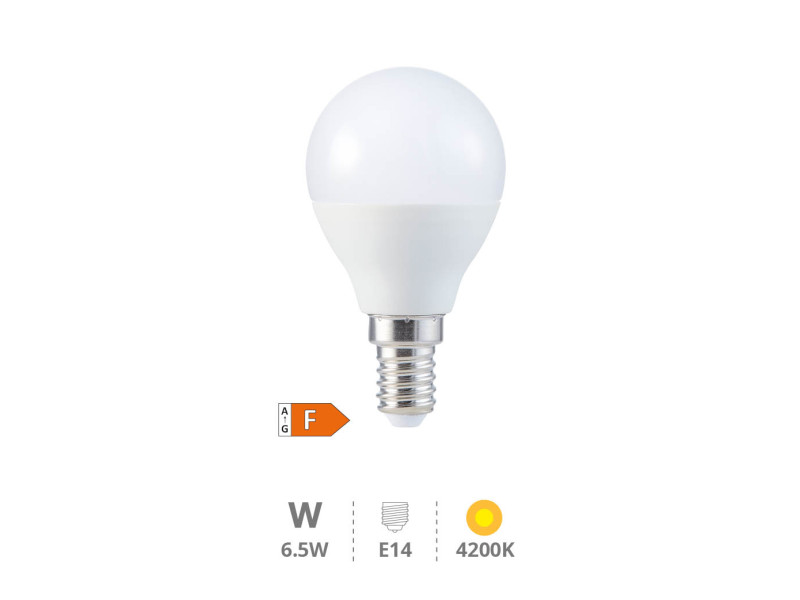BOMBILLA LED ESFERICA 6.5W E14 4200K