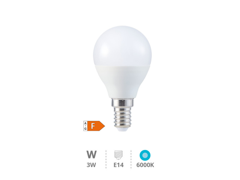 BOMBILLA LED ESFERICA 3W E14 6000K