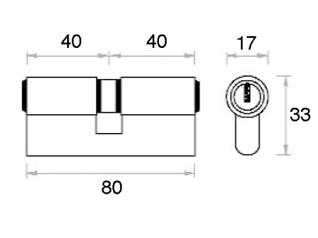 BOMBILLO-CILINDRO LATON 40 X 40MM LEVA 15MM LLAVE SEGURIDAD
