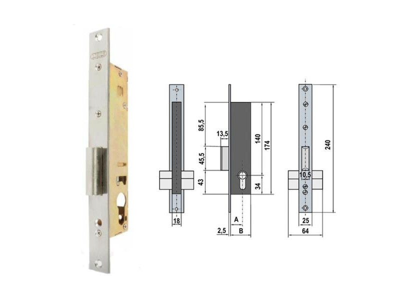 CERRADURA DE EMBUTIR PARA PUERTA METALICA 5532 25MM LINCE