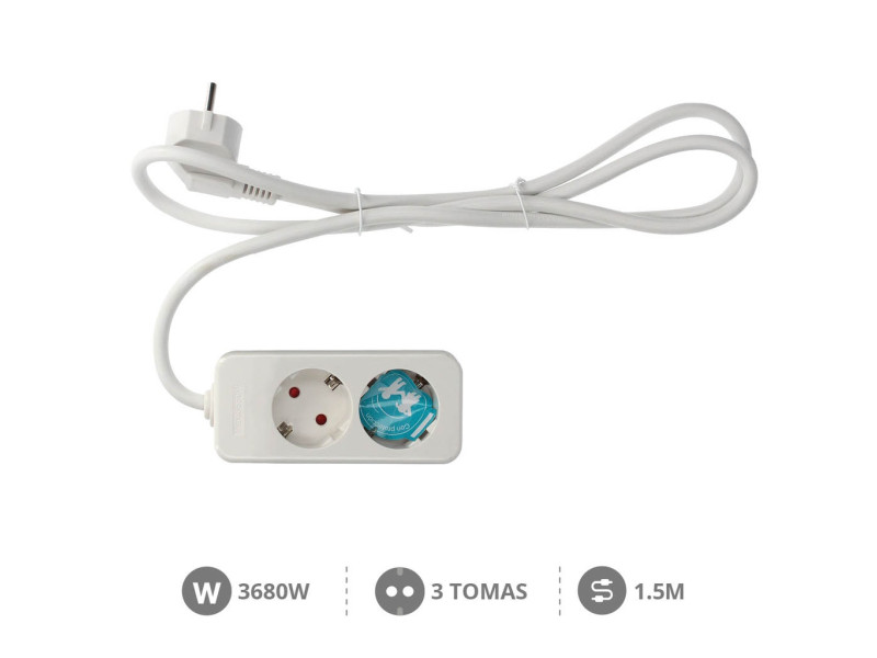 BASE MULTIPLE SERIE MEGA 2 TOMAS (3 X 1.5MM) 1.5 METROS