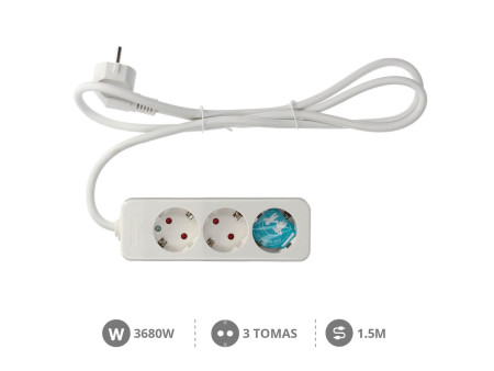 BASE MULTIPLE SERIE MEGA 3 TOMAS (3 X 1.5MM) 1.5M