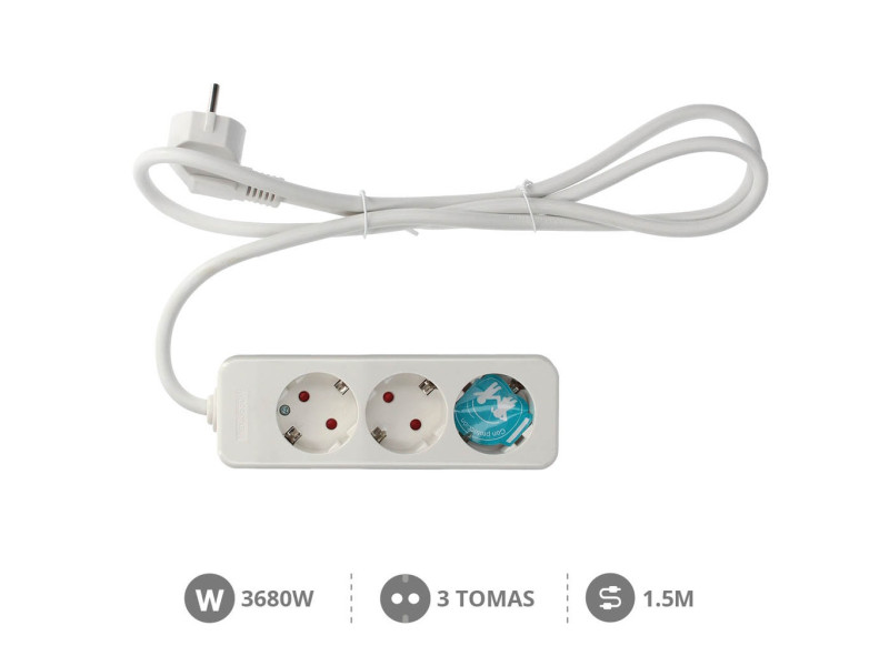 BASE MULTIPLE SERIE MEGA 3 TOMAS (3 X 1.5MM) 1.5M