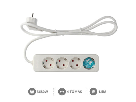 BASE MULTIPLE SERIE MEGA 4 TOMAS (3 X 1.5MM) 1.5M