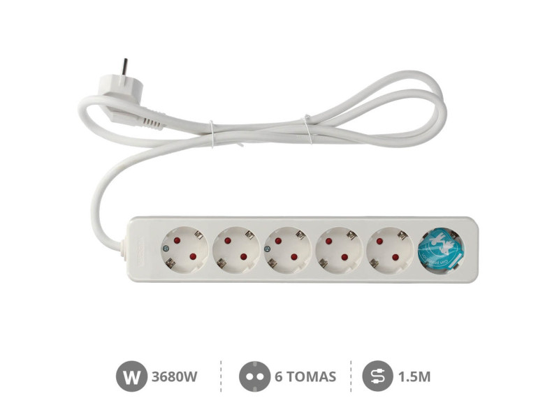 BASE MULTIPLE SERIE MEGA 6 TOMAS (3 X 1.5MM) 1.5M