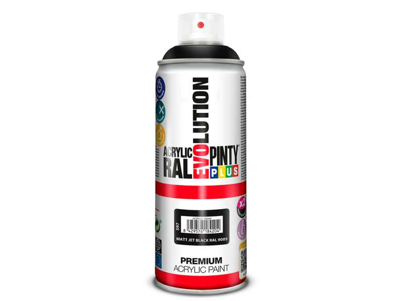 PINTURA SPRAY PINTYPLUS EVOLUTION ACRILICA MATE NEGRO RAL 9005 520 CC