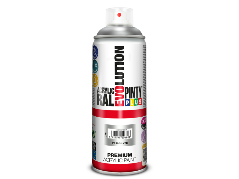 PINTURA SPRAY PINTYPLUS EVOLUTION ACRILICA BRILLANTE PLATA EV150 520 CC
