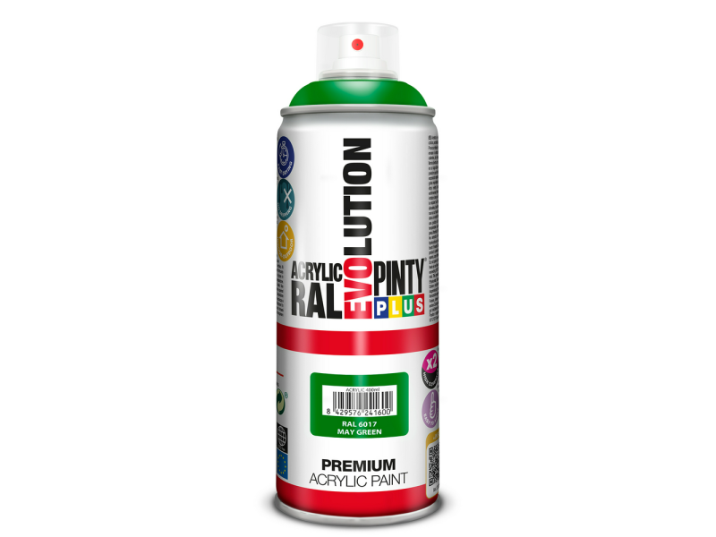PINTURA CRILICA BRILLO PINTY PLUS EVOLUTION SPRAY 520CC RAL 6017 VERDE MAYO