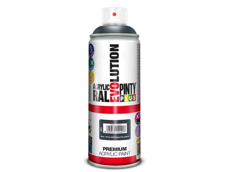 PINTURA SPRAY PINTYPLUS EVOLUTION ACRILICA BRILLANTE GRIS ANTRACITA RAL 7016 520CC