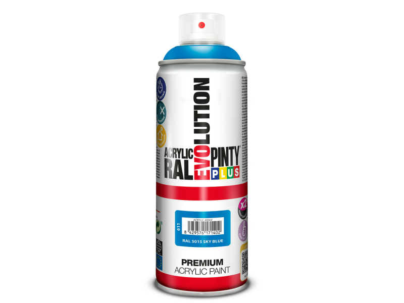 PINTURA SPRAY PINTYPLUS EVOLUTION ACRILICA BRILLANTE AZUL CIELO RAL 5015 520 CC