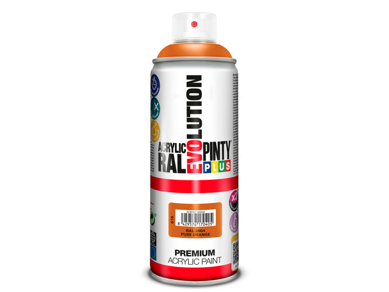 PINTURA SPRAY PINTYPLUS EVOLUTION ACRILICA BRILLANTE NARANJA PURA RAL 2004 520 CC
