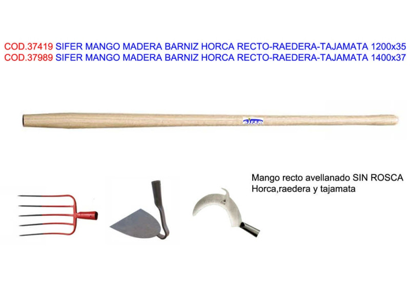 MANGO MADERA BARNIZ HORCA RECTO - RAEDERA - TAJAMATA 1200 x 35