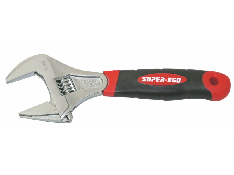 LLAVE AJUSTABLE INGLESA 200 MM - 8" GRAN APERTURA 38MM MANGO BIMATERIAL MOLETA CENTRAL