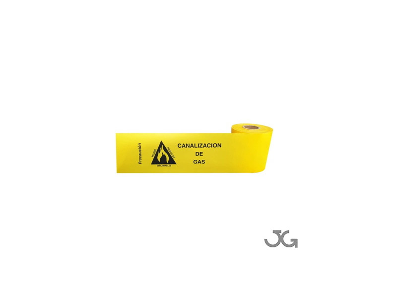 CINTA SEÑALIZACION "ATENCION TUBERIA DE GAS" 15CM X 200M GALGA 300