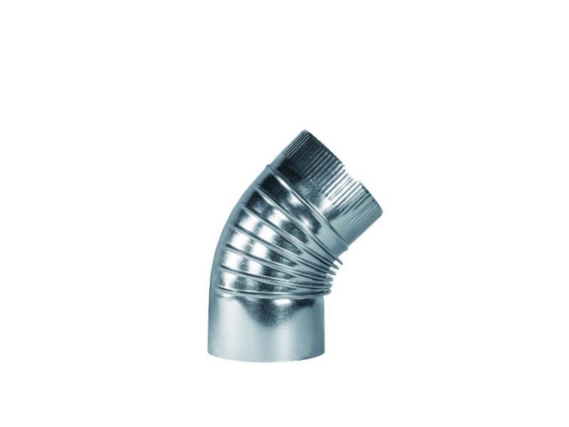 CODO DE ESTUFA GALVANIZADO RIZADO 45º 130MM 0,5MM