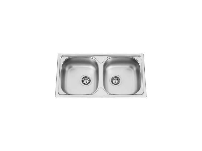FREGADERO OKIO LINE 78 DUO 2 SENOS 780 X 435 MM MATE CON VALVULA CESTILLO