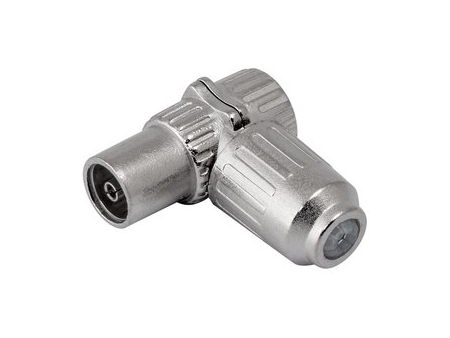 CONECTOR TV 9,5MM HEMBRA ACODADO METAL