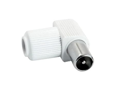 CONECTOR TV 9,5MM MACHO ACODADO BLANCO               
