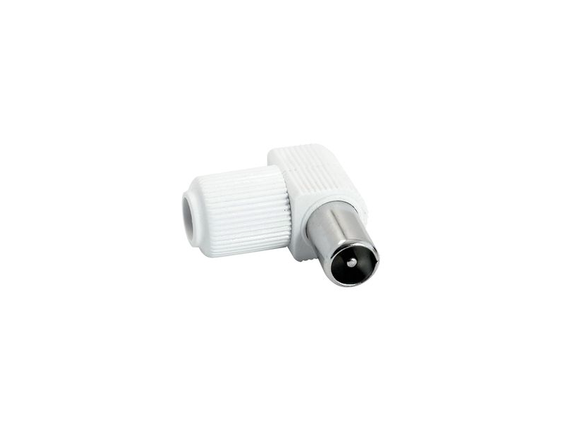 CONECTOR TV 9,5MM MACHO ACODADO BLANCO               