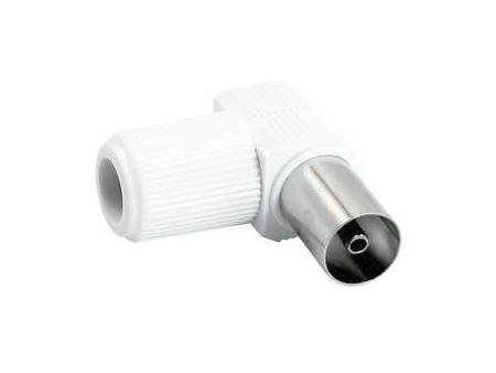 CONECTOR TV 9,5MM HEMBRA ACODADO BLANCO