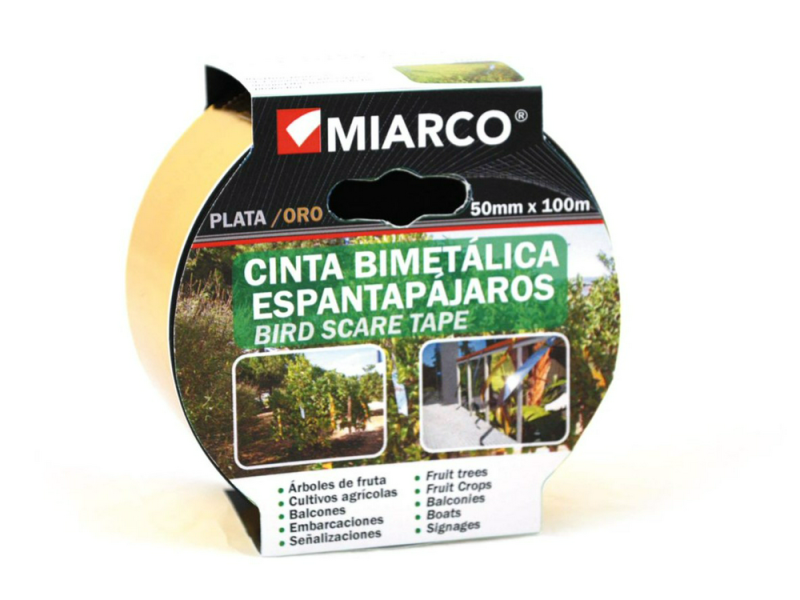 CINTA ESPANTAPAJAROS BIMETALIC 50MM X 100M