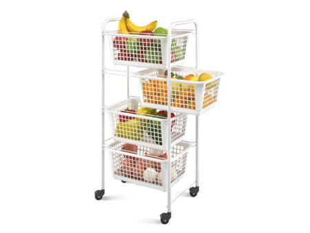 CARRITO VERDULERO 4 BATEAS CON RUEDAS BLANCO MIAMI