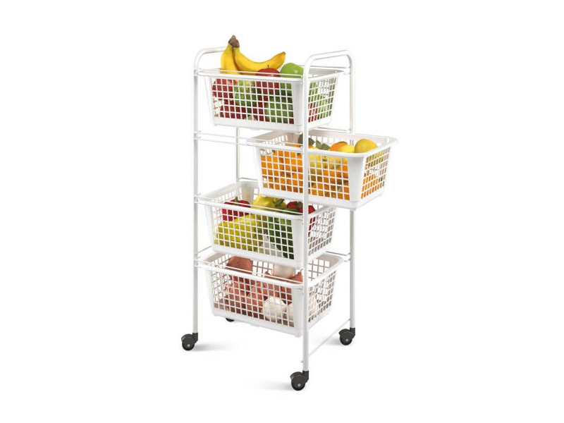 CARRITO VERDULERO 4 BATEAS CON RUEDAS BLANCO MIAMI