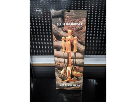 JUEGO UTENSILIOS COCINA 5 PIEZAS SERIE MASIA LATON FORJA MANGO MADERA