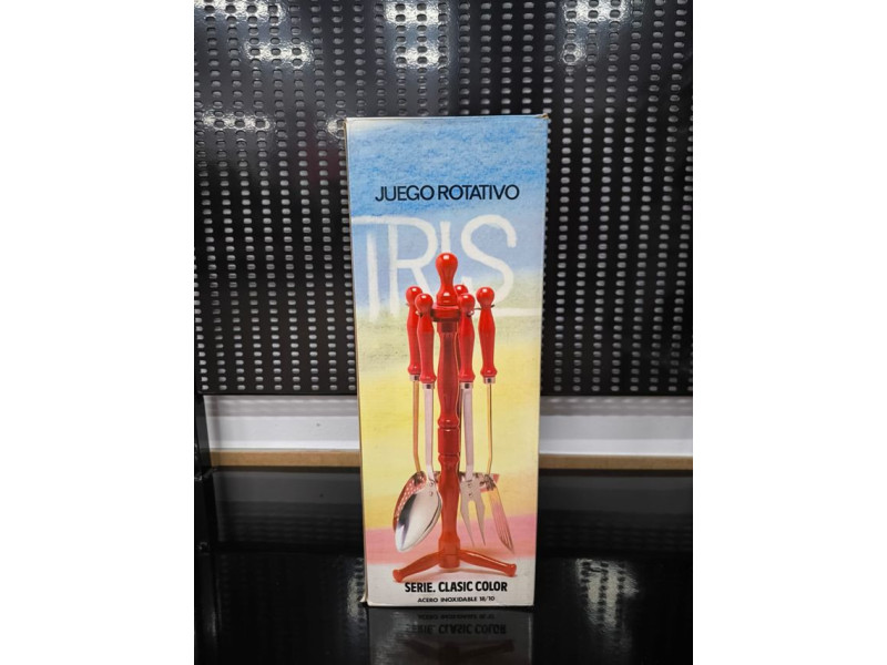 JUEGO UTENSILIOS COCINA 5 PIEZAS ACERO INOXIDABLE MANGO COLOR ROJO