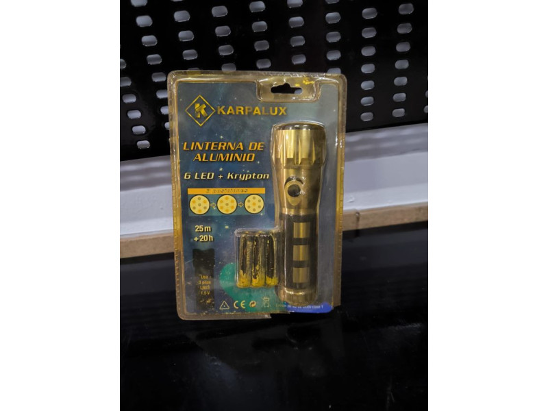 LINTERNA DE ALUMINIO 6 LEDS + KRYPTON 3 POSICIONES 3 PILAS LR03 1,5V